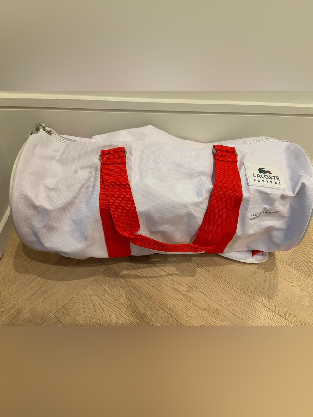 White Duffel Bag with Red Handles - Men Bags
